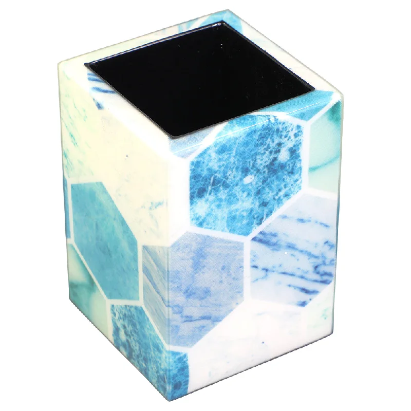 Blue Tile Fabric Lacquer Brush Holder