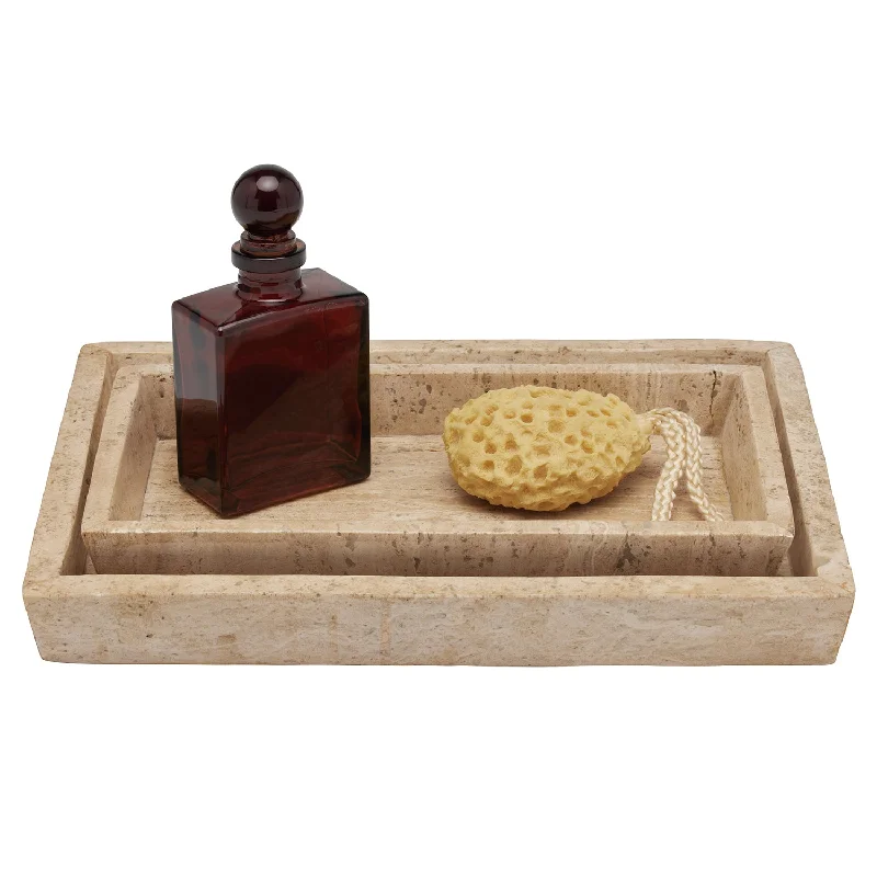 Bowen Travertine/Resin Nested Trays Set/2 (Natural)