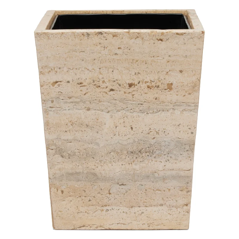 Bowen Travertine/Resin Square Wastebasket (Natural)