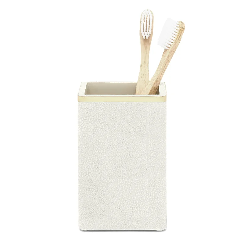 Bradford Faux Shagreen Brush Holder (Blanc/Gold)