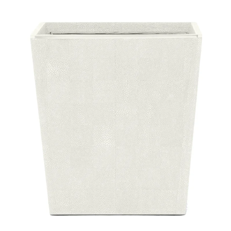 Bradford Faux Shagreen Rectangle Waste Basket (Blanc/Gold)