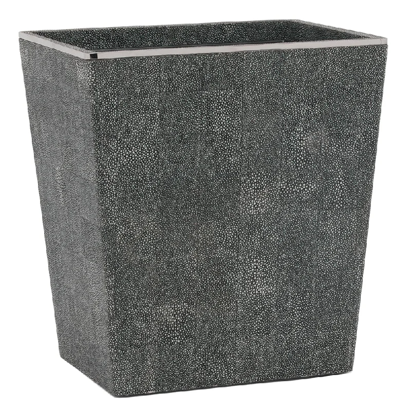 Bradford Faux Shagreen Rectangle Waste Basket (Cool Gray/Silver)