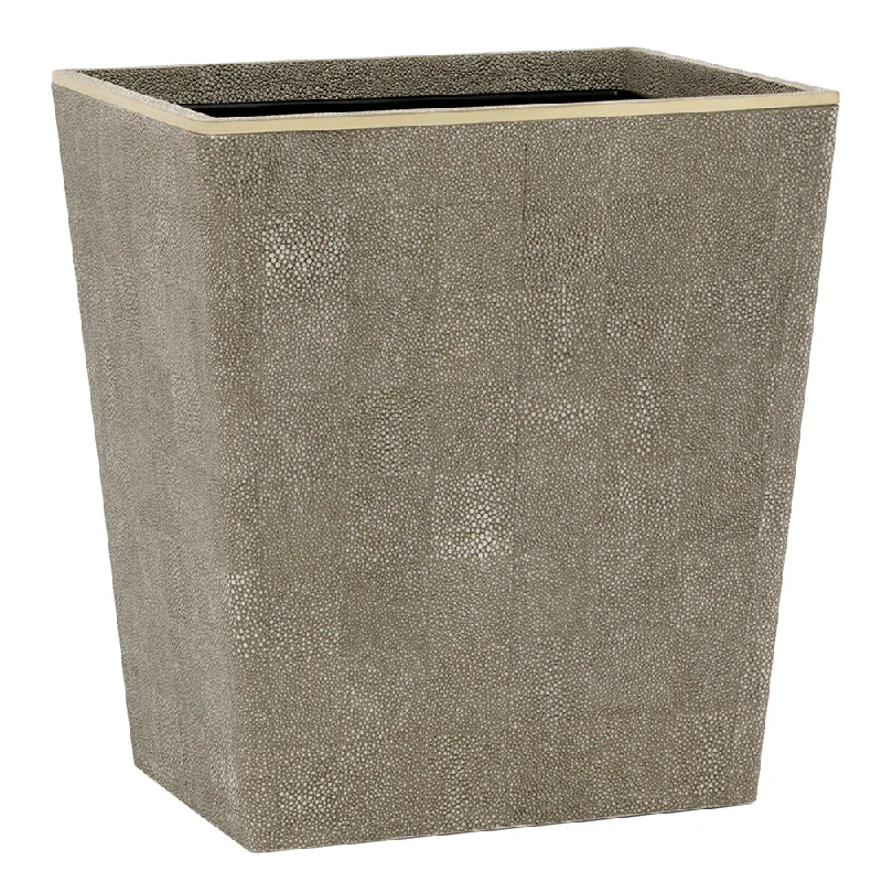 Bradford Faux Shagreen Rectangle Waste Basket (Sand/Gold)