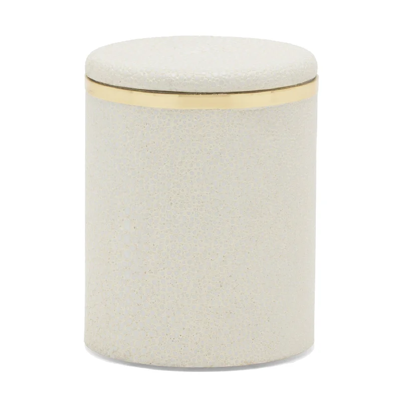 Bradford Faux Shagreen Small Canister (Blanc/Gold)