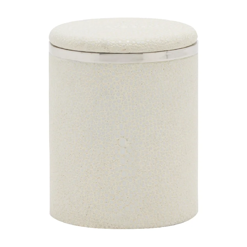 Bradford Faux Shagreen Small Canister (Blanc/Silver)