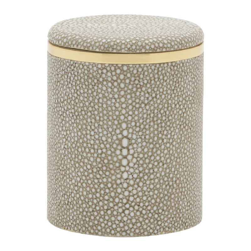 Bradford Faux Shagreen Small Canister (Sand/Gold)