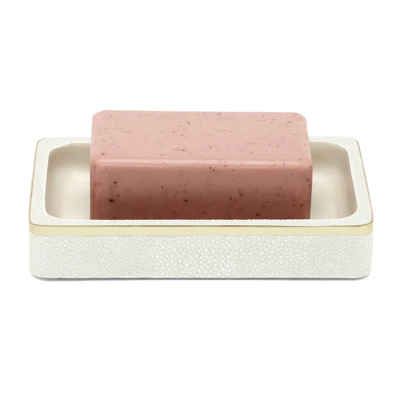 Bradford Faux Shagreen Soap Dish (Blanc/Gold)