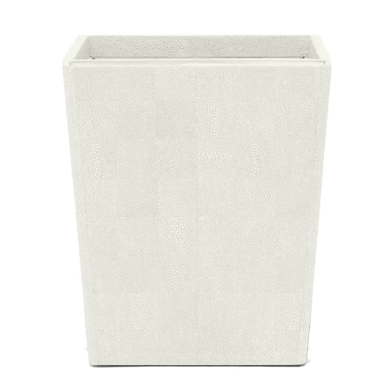 Bradford Faux Shagreen Square Waste Basket (Blanc/Gold)