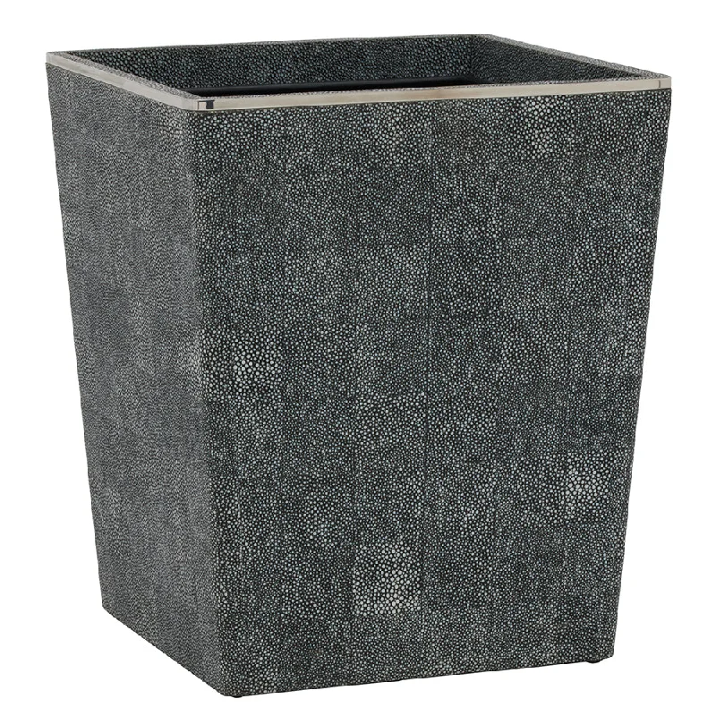 Bradford Faux Shagreen Square Waste Basket (Cool Gray/Silver)