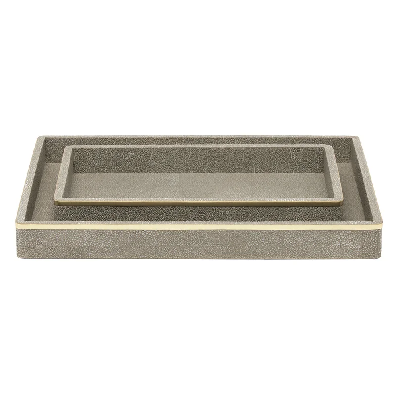 Bradford Faux Shagreen Tray Set/2 (Sand/Gold)