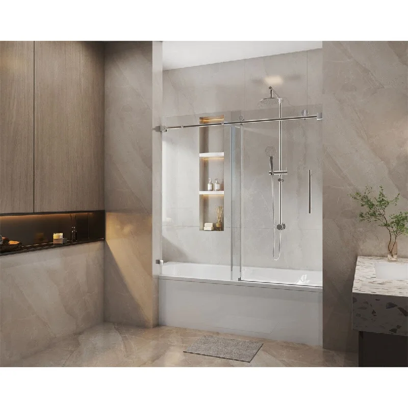 Brushed Nickel Glass Bathtub Doors