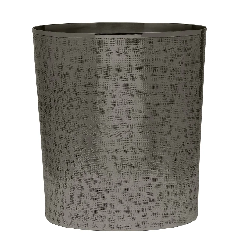 Buren Etched Metal Oval Wastebasket (Black Nickel )