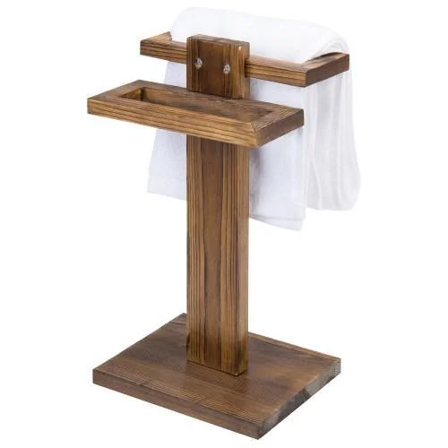 Burnt Wood Tabletop Hand Towel Holder Stand