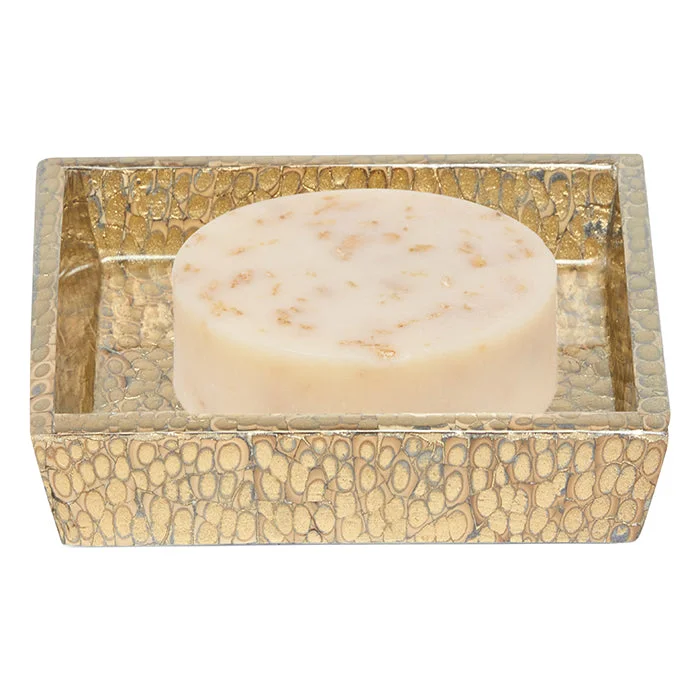 Callas Lacquered Eggshell Soap Dish, Square (Gold)