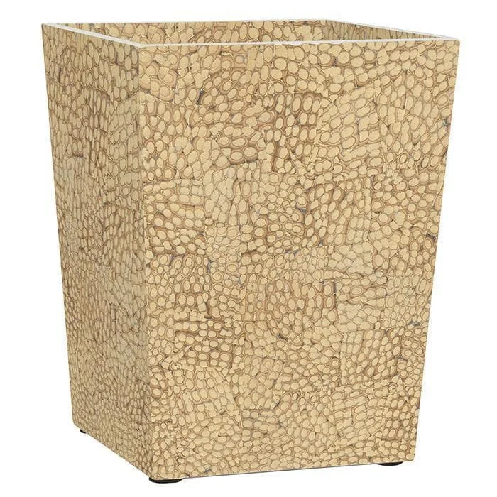 Callas Lacquered Eggshell Square Waste Basket (Gold)