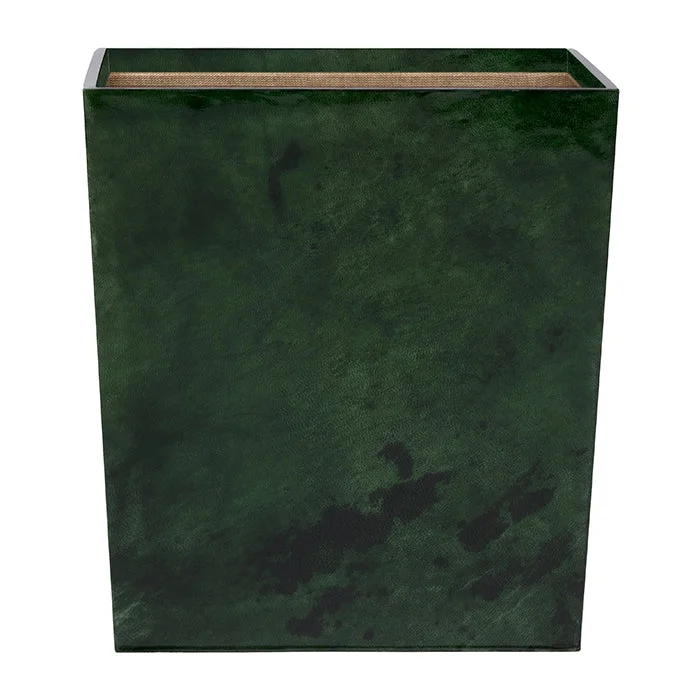 Carlow Faux Vellum Rectangle Waste Basket (Emerald Gloss)