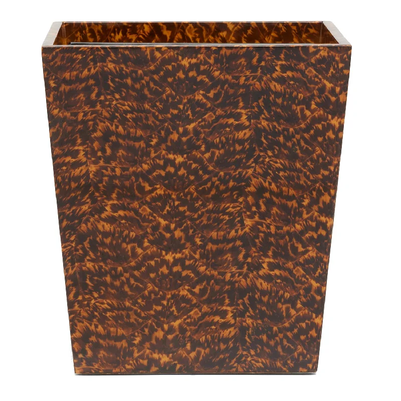 Carmel High-Gloss Faux Tortoise Rectangle Wastebasket