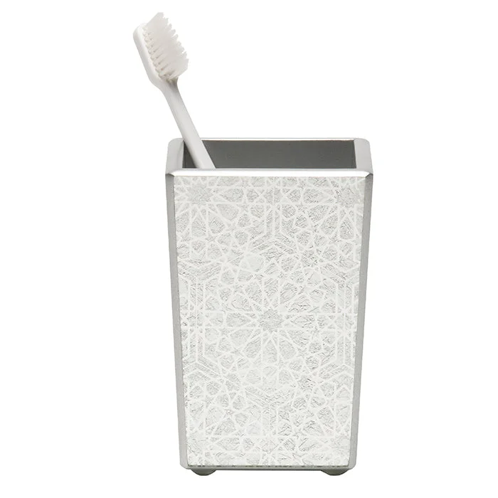 Caro Medallion Painted Mirror Brush Holder (Silver)