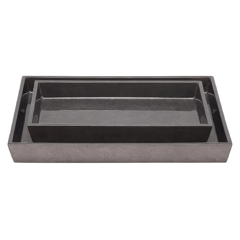 Charlotte Burl Resin Nested Trays Set/2 (Pewter)