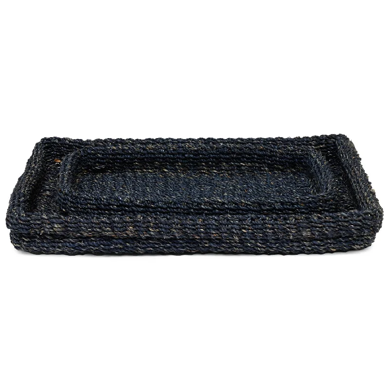 Chelston Abaca Nested Tray Set/2 (Indigo Blue)