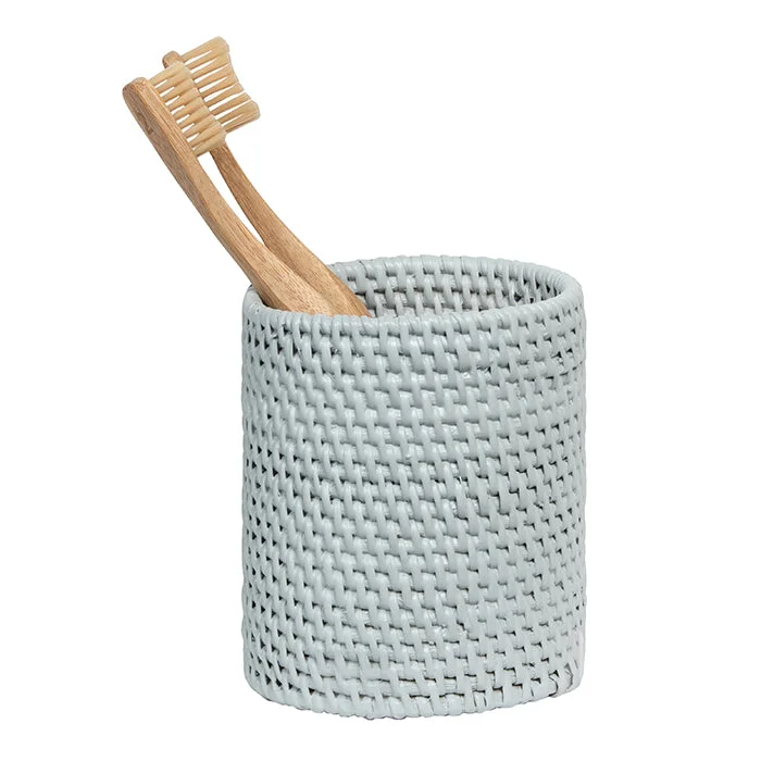 Dalton Light Gray Rattan Brush Holder