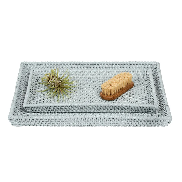 Dalton Light Gray Rattan Nesting Trays Set/2