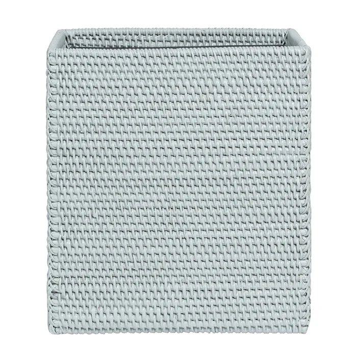 Dalton Light Gray Rattan Rectangular Waste Basket, Tapered