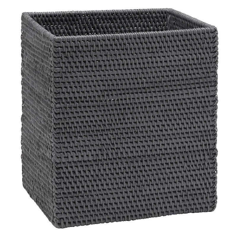 Dalton Rattan Rectangle Wastebasket (Dark Gray)