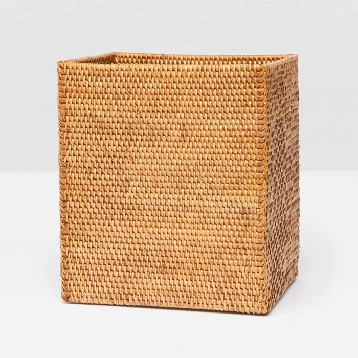 Dalton Brown Rattan Rectangular Waste Basket, Tapered