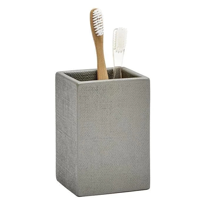 Dannes Faux Belgian Linen Brush Holder (Light Gray)