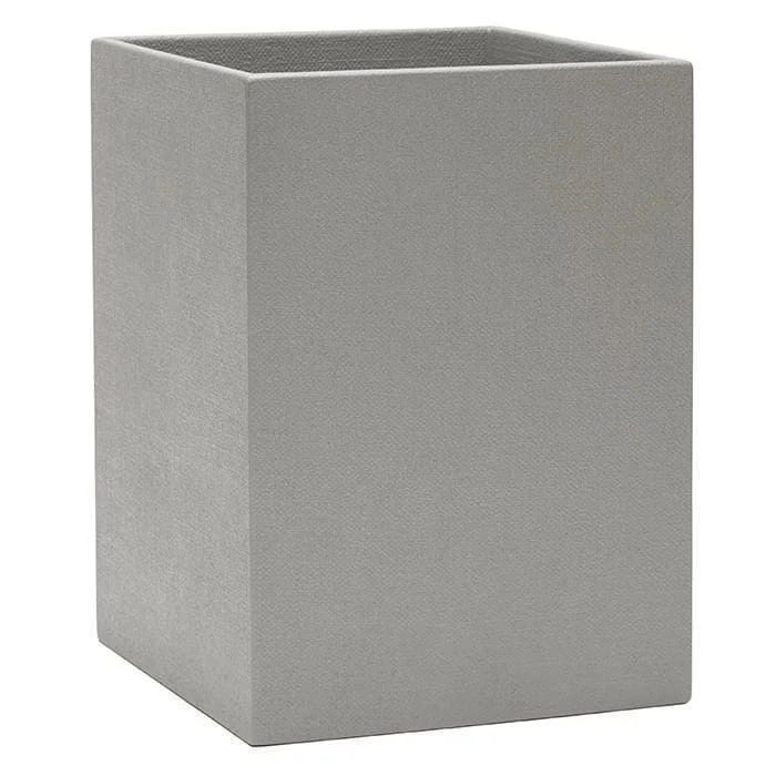 Dannes Faux Belgian Linen Square Waste Basket (Light Gray)