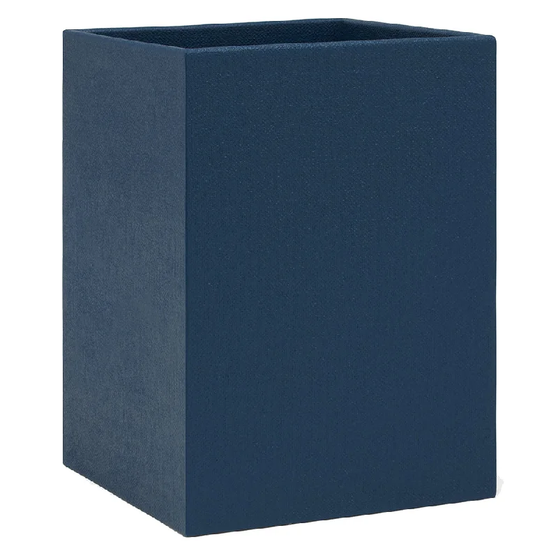 Dannes Faux Belgian Linen Square Waste Basket (Navy)