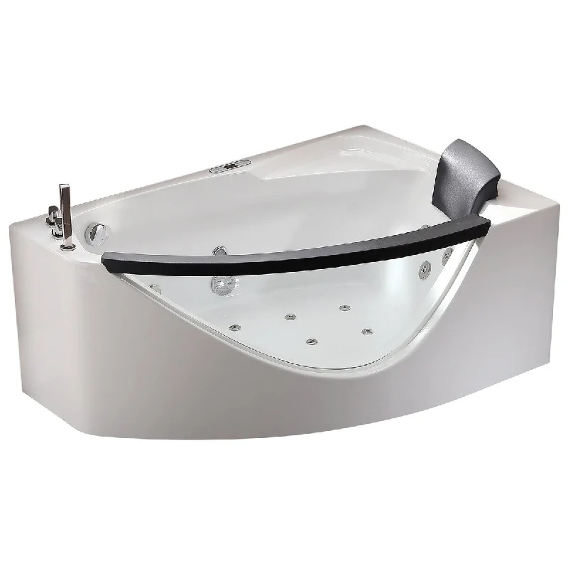 EAGO AM198ETL-L 5 ft Clear Rounded Left Corner Acrylic Whirlpool Bathtub