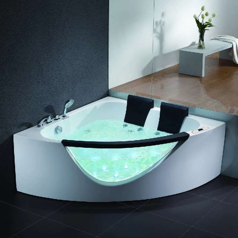 EAGO AM199ETL 5ft Clear Rounded Corner Acrylic Whirlpool Bathtub for Two