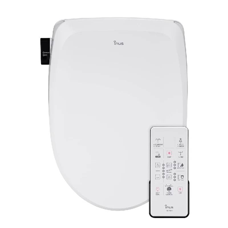 Electric Heated Bidet Toilet Seat Elongated, Smart Bidet Seat w/Remote Control, Light, Self-Cleaning Nozzle, Temperature Control