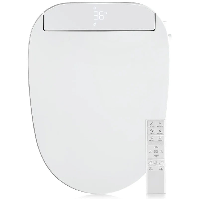 Electronic Smart Bidet Toilet Seat,Self Cleaning Hydroflush,Hybrid Heating,Heated Dryer,Nightlight, remote control(Elongated)