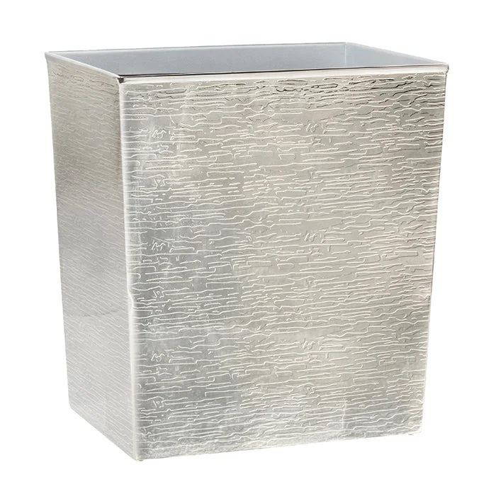 Elgin Shiny Nickel Etched Rectangle Waste Basket