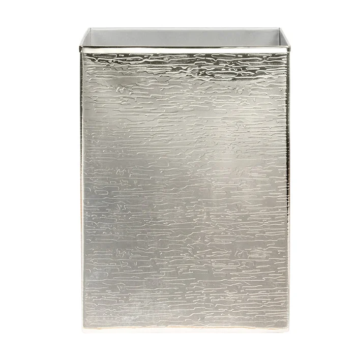 Elgin Shiny Nickel Etched Square Waste Basket