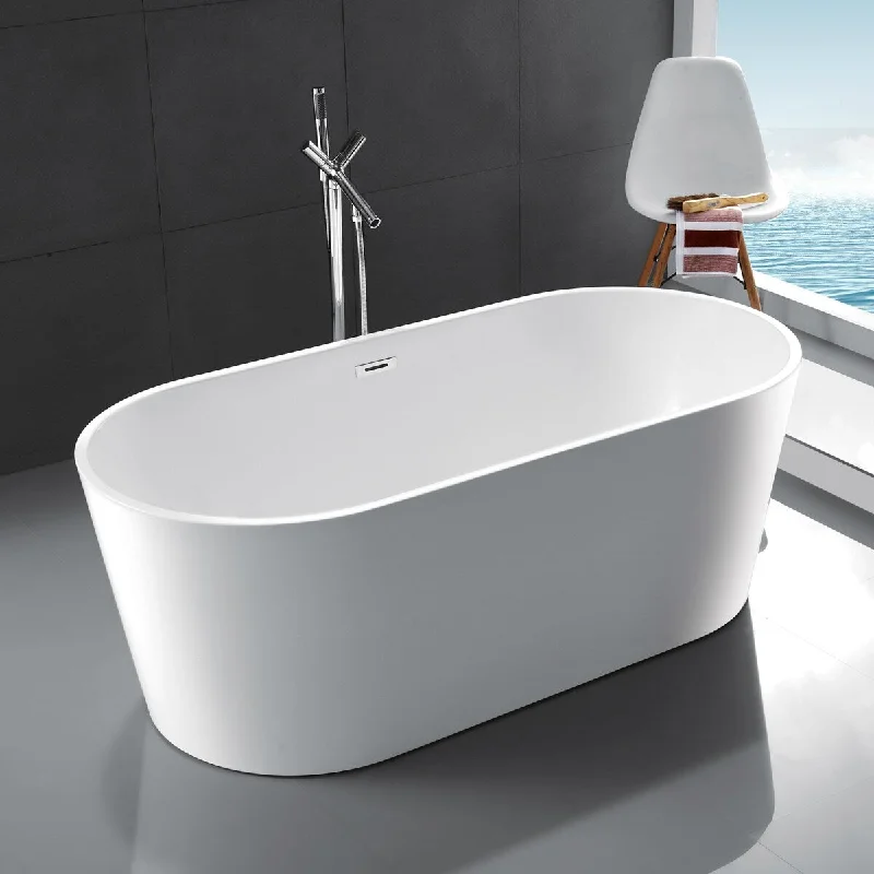 EPOWP 59"Acrylic Freestanding Bathtub Contemporary Soaking Tub