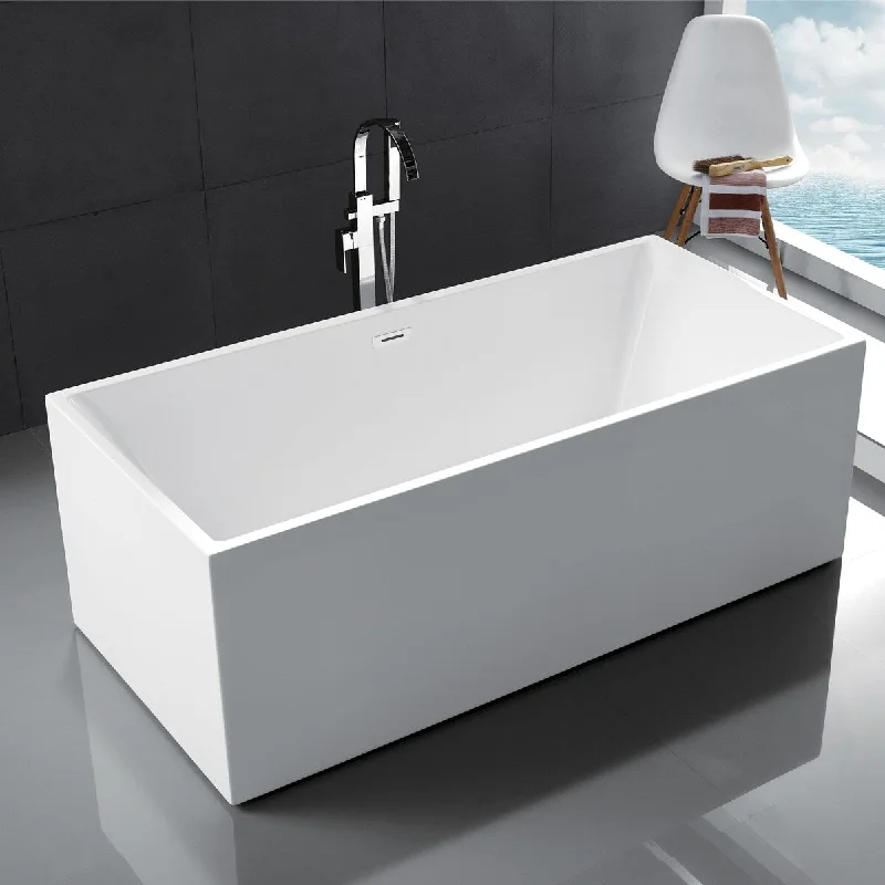 EPOWP 67 x 31.5 x 23.6 inch Acrylic Freestanding Bathtub Soaking Tub