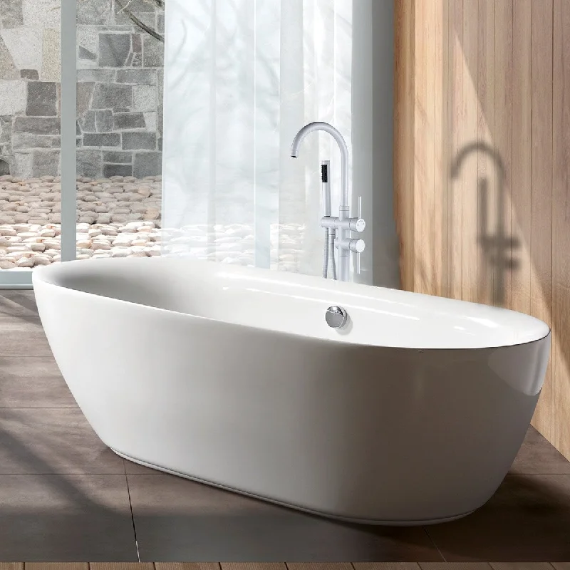 EPOWP Double Handle Floor Mounted Freestanding Tub Filler