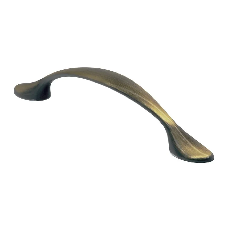 Flare 3-25/32" (96mm) Centers Rustic Brass Cabinet Pull Handle