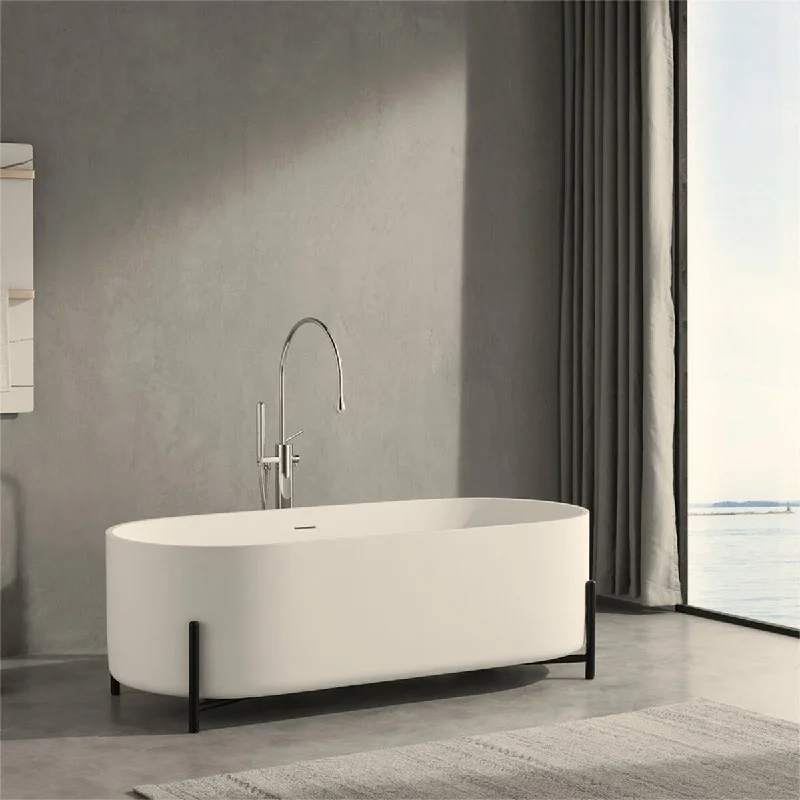 Freestanding Bathroom Soaking Artificial Stone Solid Surface Bathtub