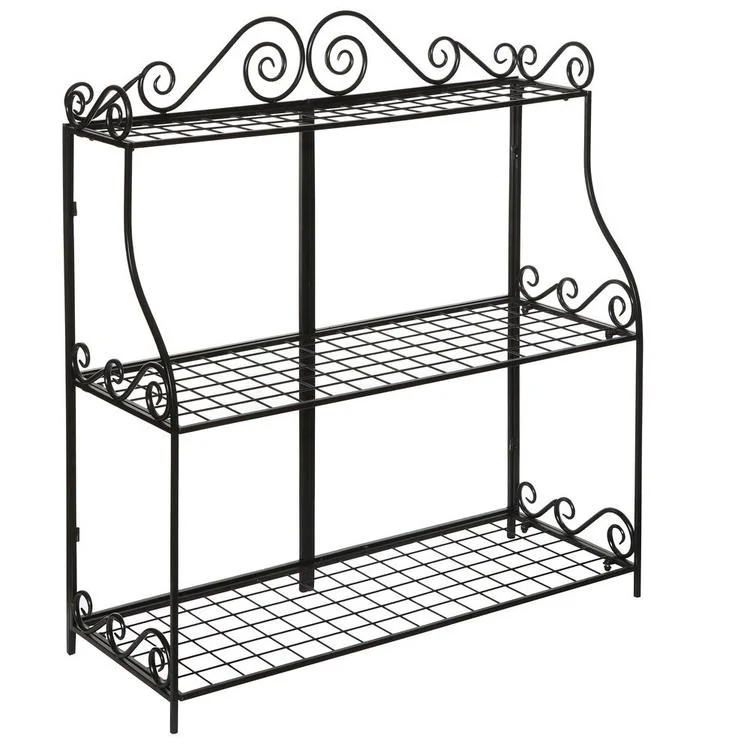 Freestanding Metal Scrollwork Rack, Black