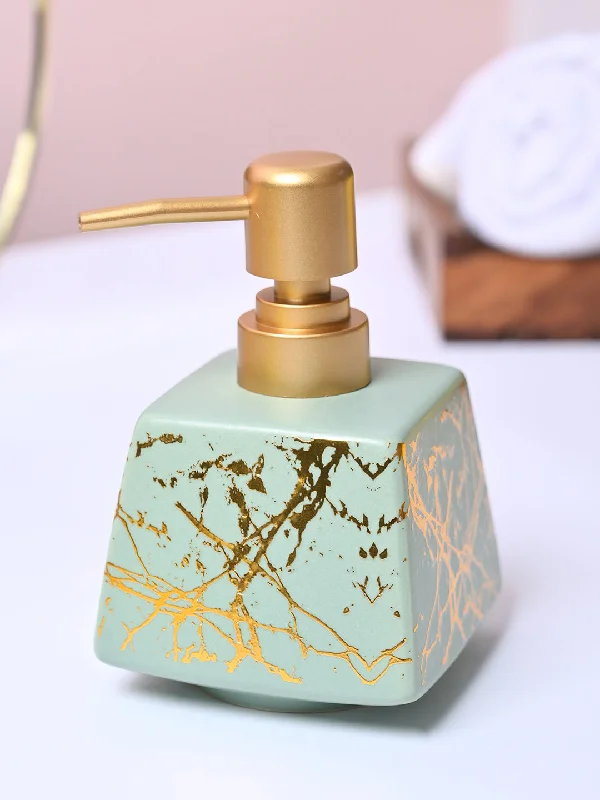 Fresh Cyan Rectangle Ceramic Soap Dispenser