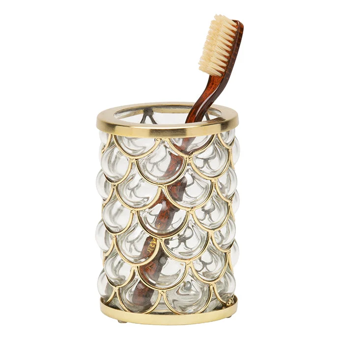 Gila Brushed Gold Glass/Brass Brush Holder