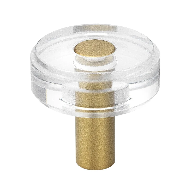 GlideRite 1-1/2 in. Round Clear Cabinet Knobs, Satin Gold (5-Pk) - Satin Gold