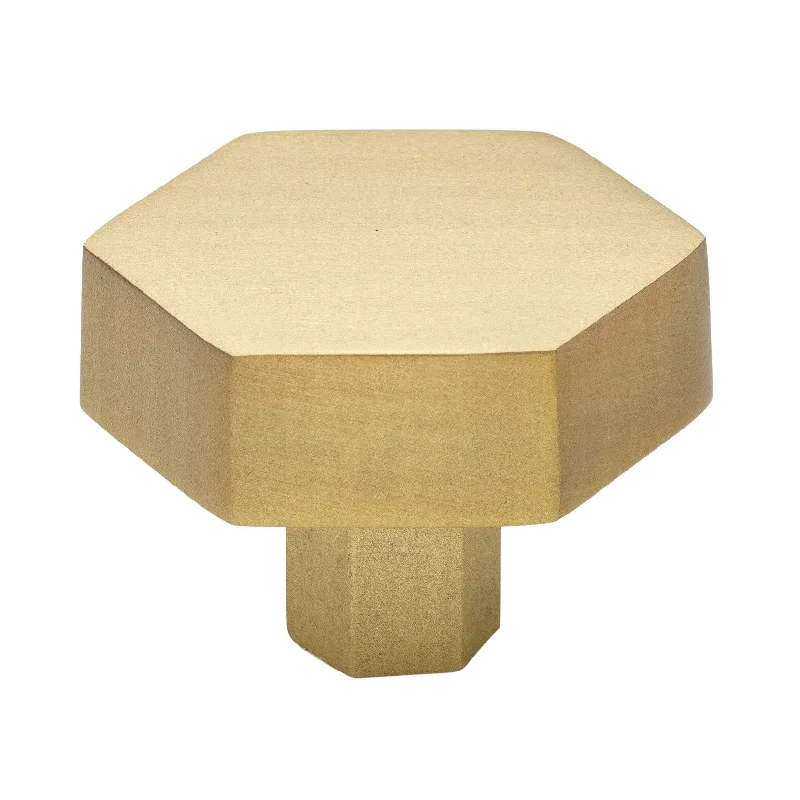 GlideRite 5-Pack 1-1/2 Inch Solid Hexagon Cabinet Knob Satin Gold