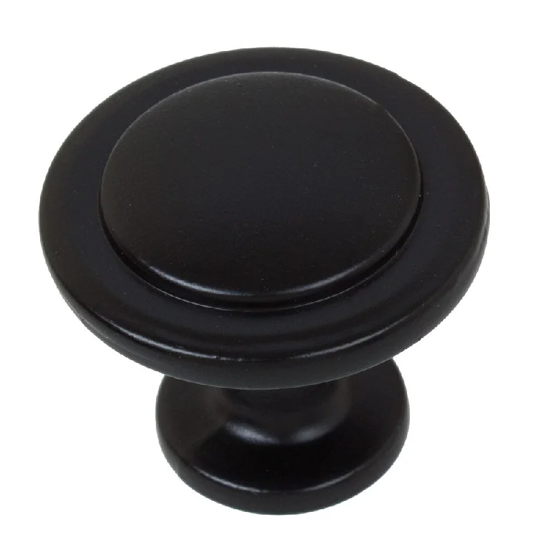 GlideRite 5-Pack 1-1/4 in. Matte Black Round Ring Cabinet Knobs - Matte Black