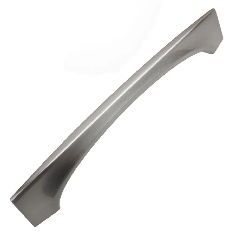 GlideRite 6-5/16 in. CC Modern Slim Curved Satin Nickel Cabinet Bar Handle Pulls (Pack of 10 or 25)